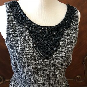 Gracia Tweed Jeweled Collar Dress